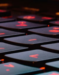 Closeup of individual keys on a laptop keyboard